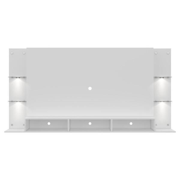 Painel TV 65 Polegadas com 4 LEDs e Prateleiras de Vidro Vegas Premium Multimóveis Branco - 7