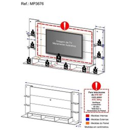 Painel TV 65 Polegadas com 4 LEDs e Prateleiras de Vidro Vegas Premium Multimóveis Branco - 5
