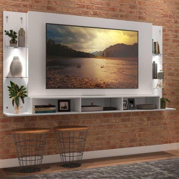 Painel com Suporte TV 65 Polegadas e 2 Leds Vegas Premium Multimóveis Branco - 3