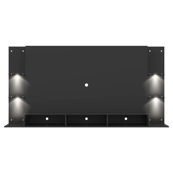 Painel TV 65 Polegadas com 4 LEDs e Prateleiras de Vidro Vegas Premium Multimóveis Preto - 7