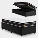 Ver imagem 4 de Cama Box Baú Solteiro Couro Preto + Colchão Life D33 Pillow Top 61x88x188cm Preto - e-Shop Casa