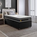 Ver imagem 1 de Cama Box Baú Solteiro Couro Preto + Colchão Life D33 Pillow Top 61x88x188cm Preto - e-Shop Casa