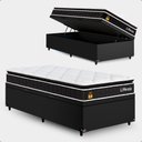 Ver imagem 1 de Cama Box Baú Solteiro + Colchão Life D33 Pillow Top 61x88x188cm Suede Preto - e-Shop Casa