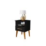 Mesa de Cabeceira Pérola Preto 1 Gaveta – Romar Móveis - 1