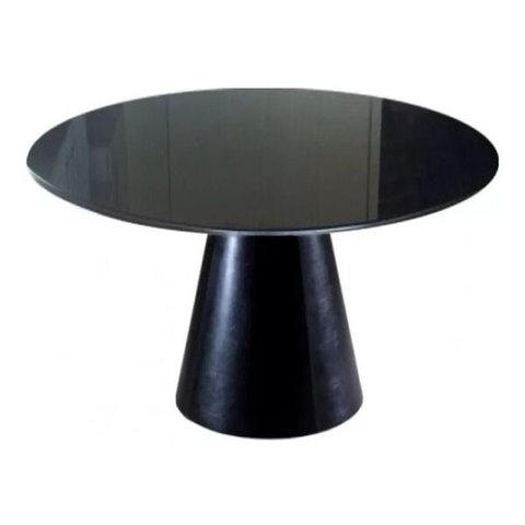 Mesa de Jantar Cone 70cm Laqueada + Vidro 4mm - Preto