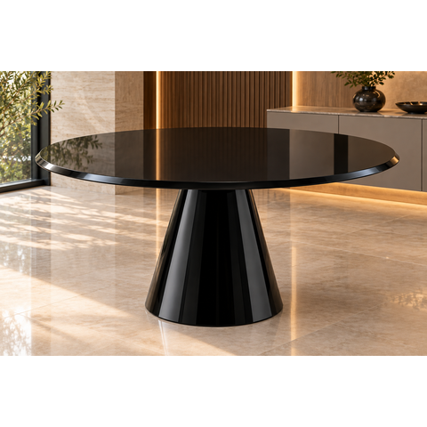 Mesa de Jantar Redonda 70cm em Laca Preta