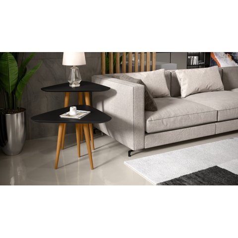 Jogo 2 Mesas Lateral e Apoio 3 Pontas Cadencie Retrô Pés Palito Cor Preto - Comprar Moveis em Casa