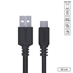 Cabo Usb a 2.0 para Usb Tipo-c para Celular Smartphone 50cm Preto Puacp-05 Pcyes - 2 Cabo Usb a 2.0 para Usb Tipo-c para Celular Smartphone 50cm Preto Puacp-05 Pcyes - 2