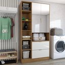 Ver imagem 1 de Armário Multiuso Gizé 2 Portas 2 Gavetas com Espelho Cinamomo/off White - Panorama Móveis