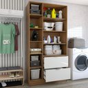 Ver imagem 2 de Armário Multiuso Gizé 2 Portas 2 Gavetas com Espelho Cinamomo/off White - Panorama Móveis