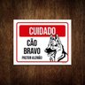 Kit 3 Placas Cuidado Cão Cachorro Bravo Pastor Alemão - 1