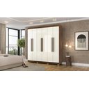 Ver imagem 1 de Roupeiro Elegance 6 Portas e 2 Gavetas Internas - Cor Imbuia Champanhe - Vila Rica