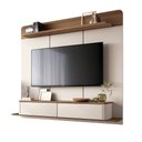 Ver imagem 5 de Conjunto Sala Painel Suspenso Tv 70" Concept + Sofá Orgânico Charlie 3 Lugares Linho - Off-white