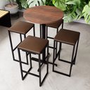 Ver imagem 1 de Conjunto Mesa Alta Bar Bistrô Redonda Imbuia 4 Bancos Estofado Don Castro Decor