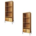 Ver imagem 2 de Cristaleira Hórus 4 Portas 3 Prateleiras MDF de 15mm Vidro de 4mm e Pés em Metal 69cm Nature Preto