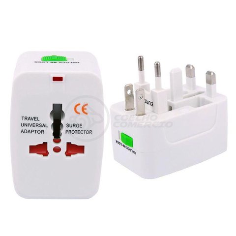 Adaptador Tomada Universal Padrão 150 Países Uk Europa Eua Asia Viagem Bivolt 110/220 Bivolt Aio