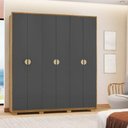 Ver imagem 1 de Guarda-roupa Noronha com Maleiro Interno 6 Portas 4 Gavetas Nature/alasca 100% Mdf - Vila Rica