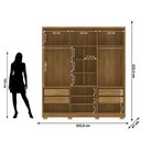 Ver imagem 3 de Guarda-roupa Noronha com Maleiro Interno 6 Portas 4 Gavetas Nature/alasca 100% Mdf - Vila Rica