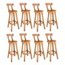 Kit 8 Banquetas Altas de Madeira com Encosto Natural - 1