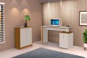 Ver imagem 1 de Conjunto e 1 Mesa Escrivaninha e 1 Armário Balcão Office Escritório Offwhite com Nature- Rede Móvei