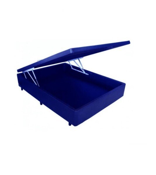 Cama Box Baú Casal 138 Tecido Sintético Azul com Colchão de Espuma - D33 Ortobom Iso 100 60x138x188 - 2