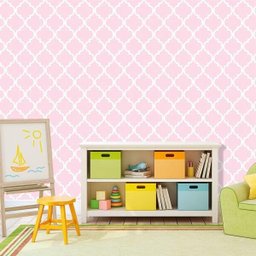 Papel de Parede Infantil Rosa Grade + Cola | 181126 - 2