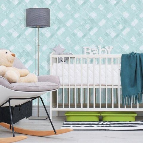 Papel de Parede Infantil Xadrez Azul Vinilico Lavável+ Cola para Aplicação