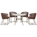 Ver imagem 1 de Mesa com 4 Cadeiras de Jantar Roma 100cm e Noronha em Aluminío Fendi Corda Nautica Estofado 9 Trama