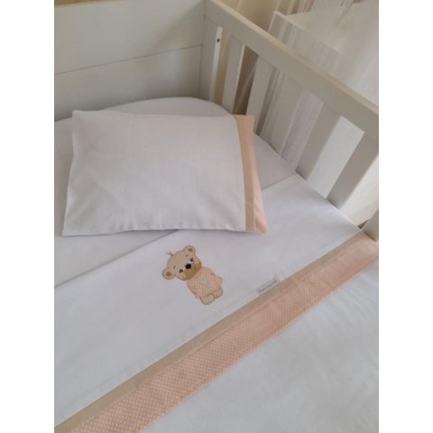 Conjunto de Lençol de Berço Ursa rosa Feminino