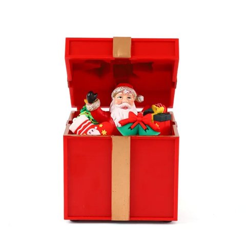 Caixa de Presente Natal Natalino Papai Noel Abre Fecha Led Som Musica Surpresa Decoraçao Festa Fim D