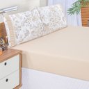 Ver imagem 2 de Jogo Cama Lençol Fiore Casal Padrão Estampado 180 Fios 100% Algodão com Babadinho 3 Peças Bege Flora