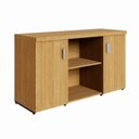 Ver imagem 2 de Armário Baixo Credence 131,5cm 40mm 2 Portas com Chave e Prateleiras Cor:Carvalho Xingu