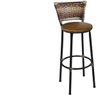 Banqueta Alta Preta com Encosto em Junco Capuccino e Assento Marrom - 1