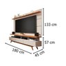 Rack com Painel Vivare 180cm Wood Off White/Nature-Germai Móvei - 3