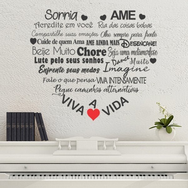 Adesivo Decorativo De Parede Frase Sorria Viva Ame A Vida - 3