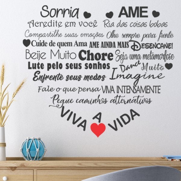 Adesivo Decorativo De Parede Frase Sorria Viva Ame A Vida - 1