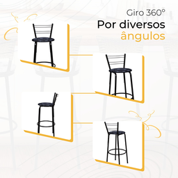 Kit 2 Banquetas para Balcão Bancada Cozinha Bistrô Ilhas Gourmet Bares Banco Flórida Preta - 5