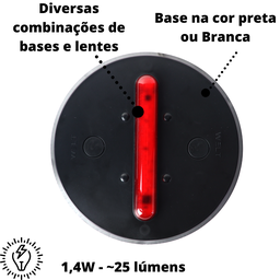 EcoLight Luminária Econômica - Base Preta Vermelho - 220V - 3