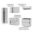 Ver imagem 5 de Armário de Cozinha Completa 100% MDF 260cm Frentes Branco Brilho Acordes Madesa 01