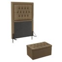 Ver imagem 1 de Kit Cabeceira Estofada Decorativa Antares e Calçadeira Sagitarius 90 Para Cama de Solteiro Sued Capu