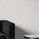 Ver imagem 1 de Papel De Parede Adesivo Clássico Marrocos Cinza Com Detalhes Bege Para Quartos e Sala