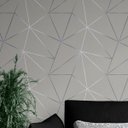 Ver imagem 1 de Papel De Parede Geométrico Mescla Silver Para Quarto E Sala