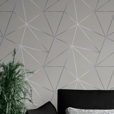 Papel De Parede Geométrico Mescla Silver Para Quarto E Sala