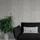 Ver imagem 3 de Papel De Parede Geométrico Mescla Silver Para Quarto E Sala
