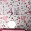 Ver imagem 1 de Papel De Parede Adesivo Autocolante Infantil Paris Lambretas Flores
