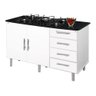 Gabinete / Balcao Para Cooktop 5 Bocas Com 04 Gavetas Branco PASSE BEM - 2