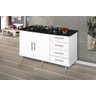 Gabinete / Balcao Para Cooktop 5 Bocas Com 04 Gavetas Branco PASSE BEM - 3