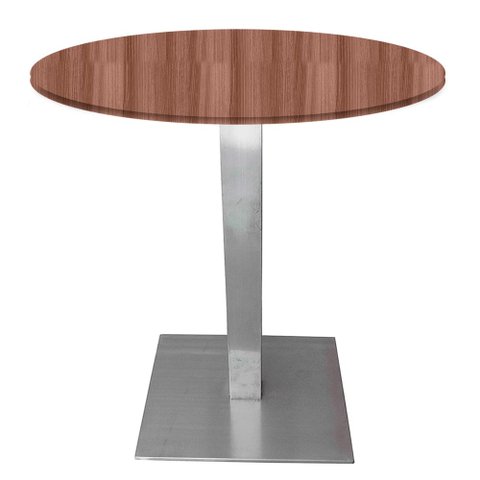 Mesa Alpha Inox 73,50 Cm (alt) Base Quadrada Tampo Mdp Redondo 60 Cm (larg) X 2,50 Cm (alt) Walnut