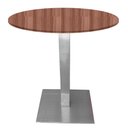 Ver imagem 1 de Mesa Alpha Inox 73,50 Cm (alt) Base Quadrada Tampo Mdp Redondo 60 Cm (larg) X 2,50 Cm (alt) Walnut