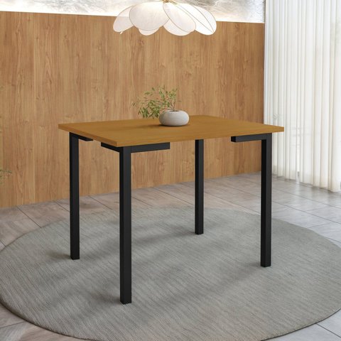 Mesa para Sala de Jantar 109x68cm Tampo em MDF Compact Marrom/Preto/Nature